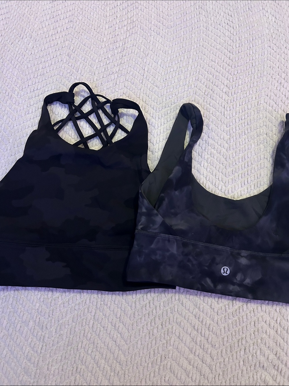 lululemon athletica Black & Charcoal Camouflage Sports Bras